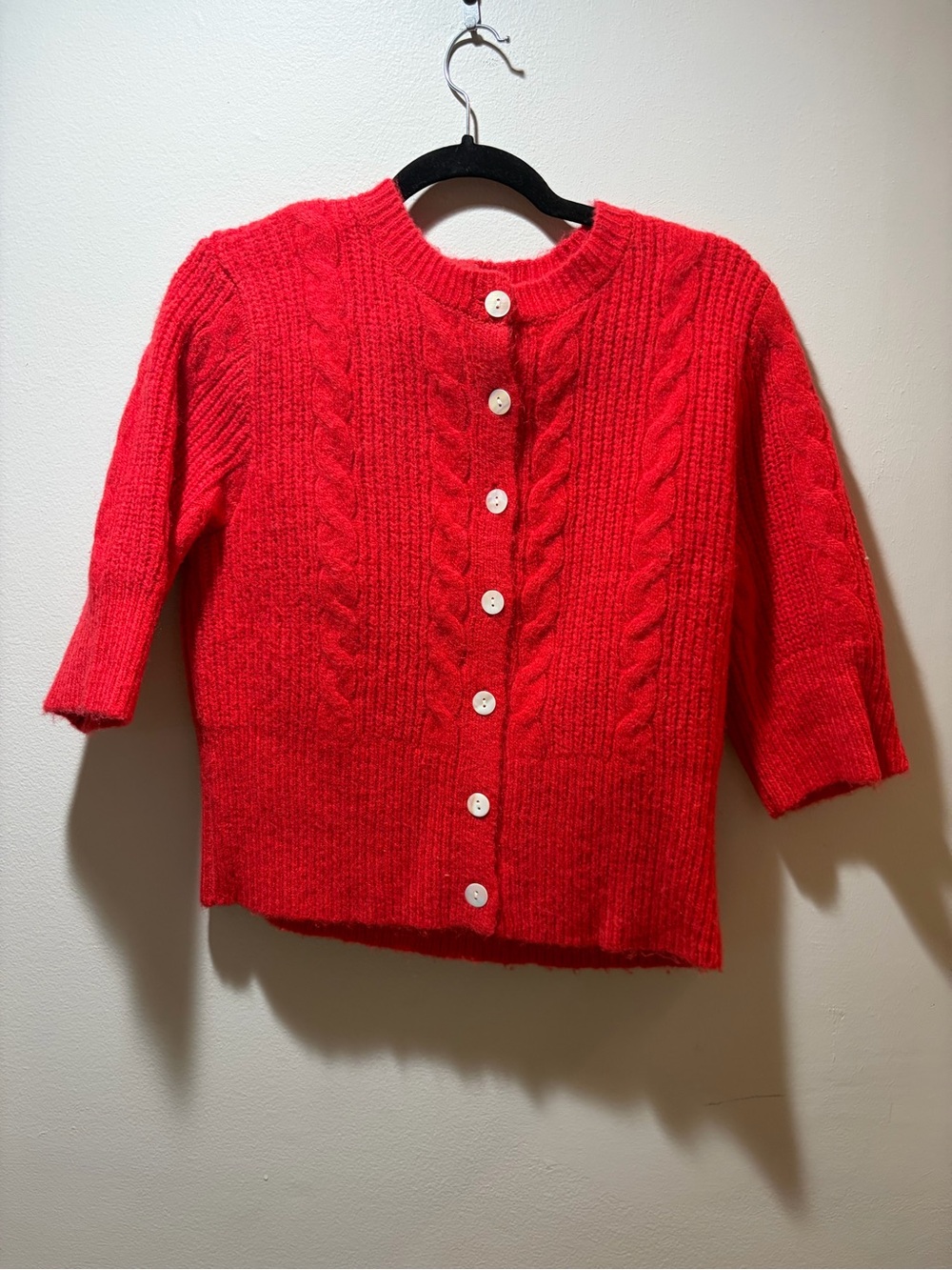 Sanctuary Bright Red Cable-Knit Button Cardigan